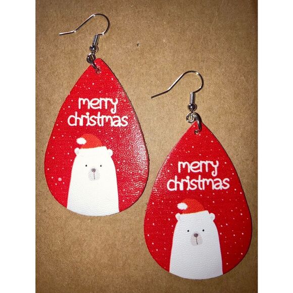 ☀️3/$12☀️ Merry Christmas Polar Bear Earrings - Picture 3 of 4